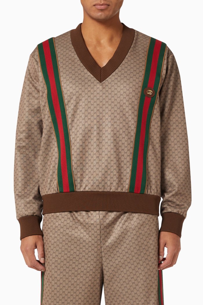 

GG Sweatshirt in Technical Jersey, Brown