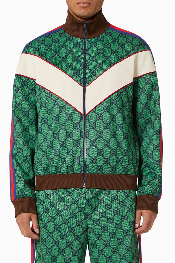 

GG Zip Jacket in Technical Jersey, Green