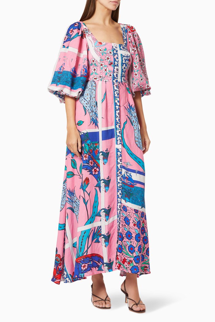 

Firuze Maxi Dress in Linen-blend, Multicolour