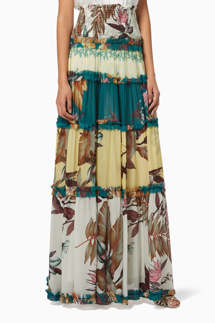 

Titanic Floral Ruffle Maxi Skirt, Multicolour