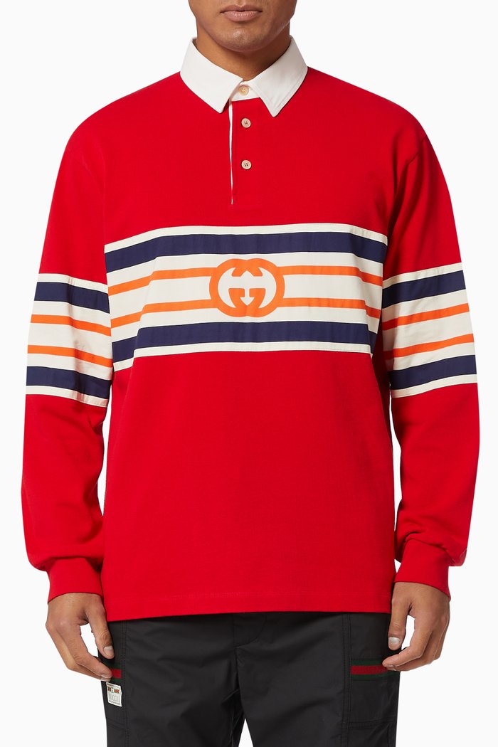 

Interlocking G Polo Sweatshirt in Cotton Jersey, Red