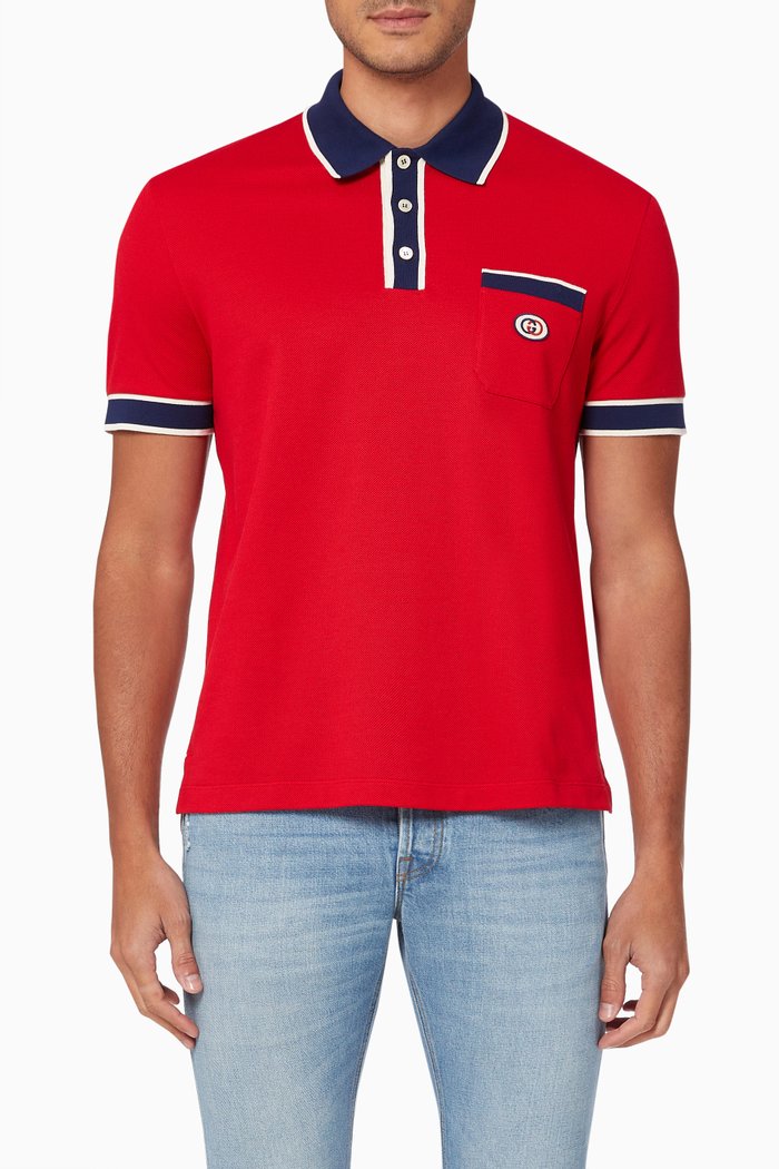 

Interlocking G Polo Shirt in Cotton Piquet, Red