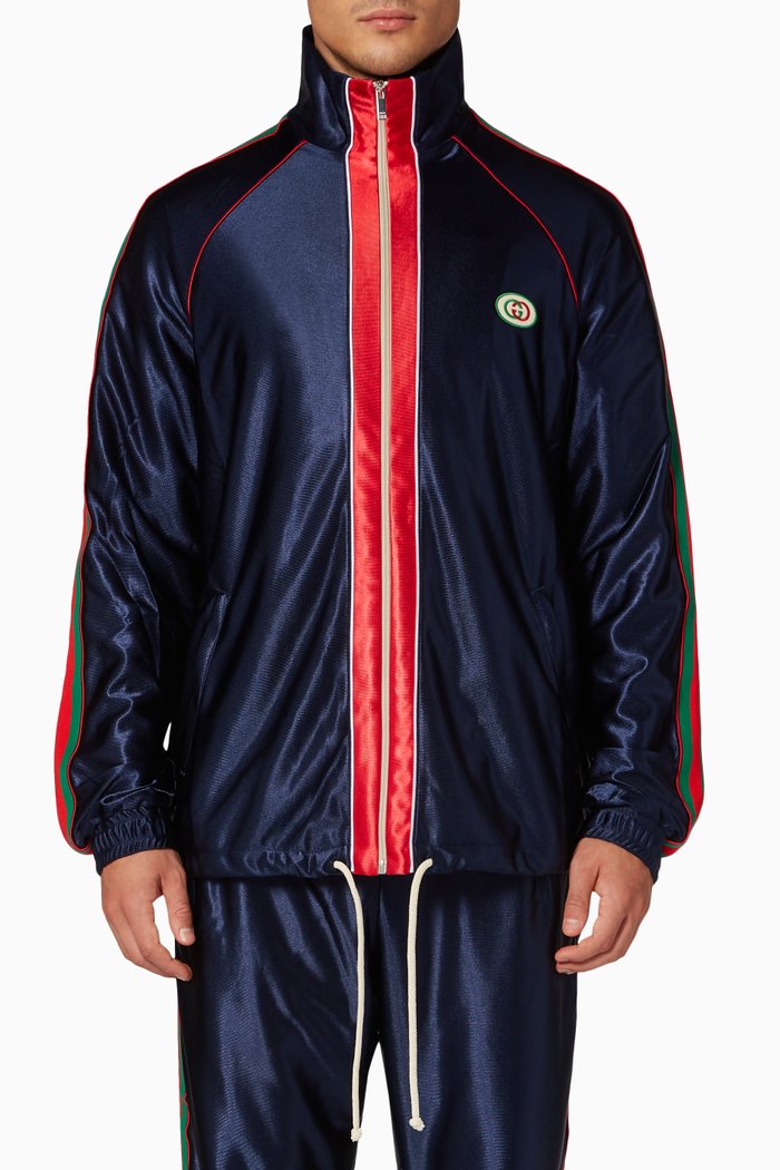 

Jacket with Web in Shiny Jersey, Blue