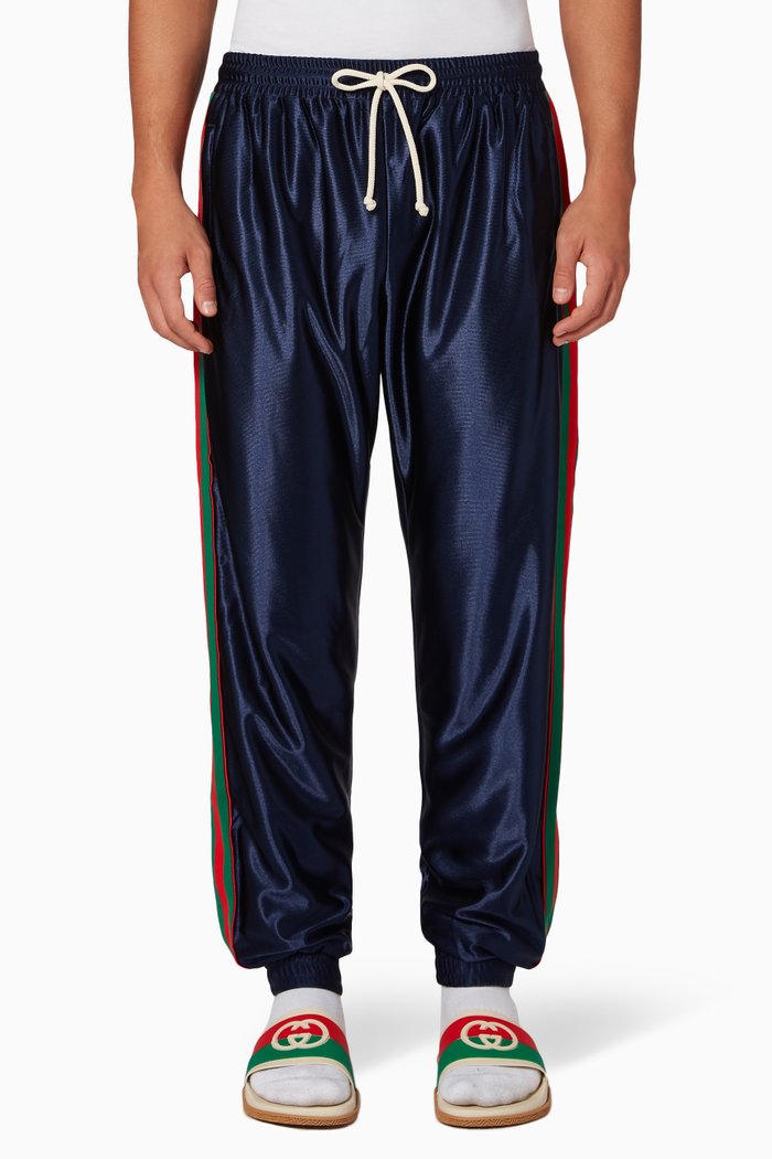

Jogging Pants with Web in Shiny Jersey, Blue