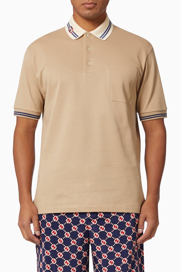

Interlocking G Polo Shirt in Cotton Piquet, Neutral