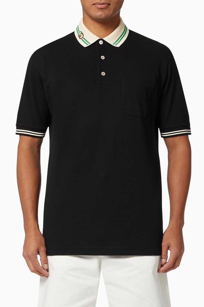 

Interlocking G Polo Shirt in Cotton Piquet, Black