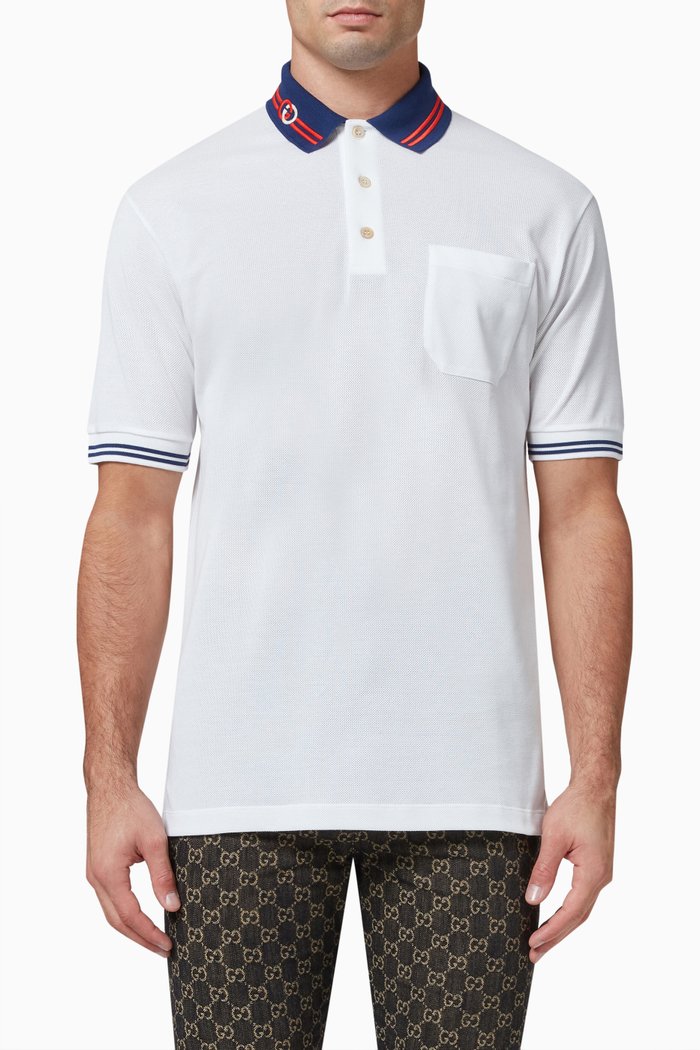 

Interlocking G Polo Shirt in Cotton Piquet, White