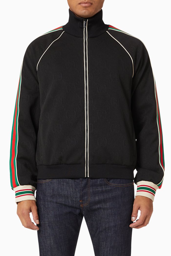 Track Jacket in GG Jacquard Jersey, Black