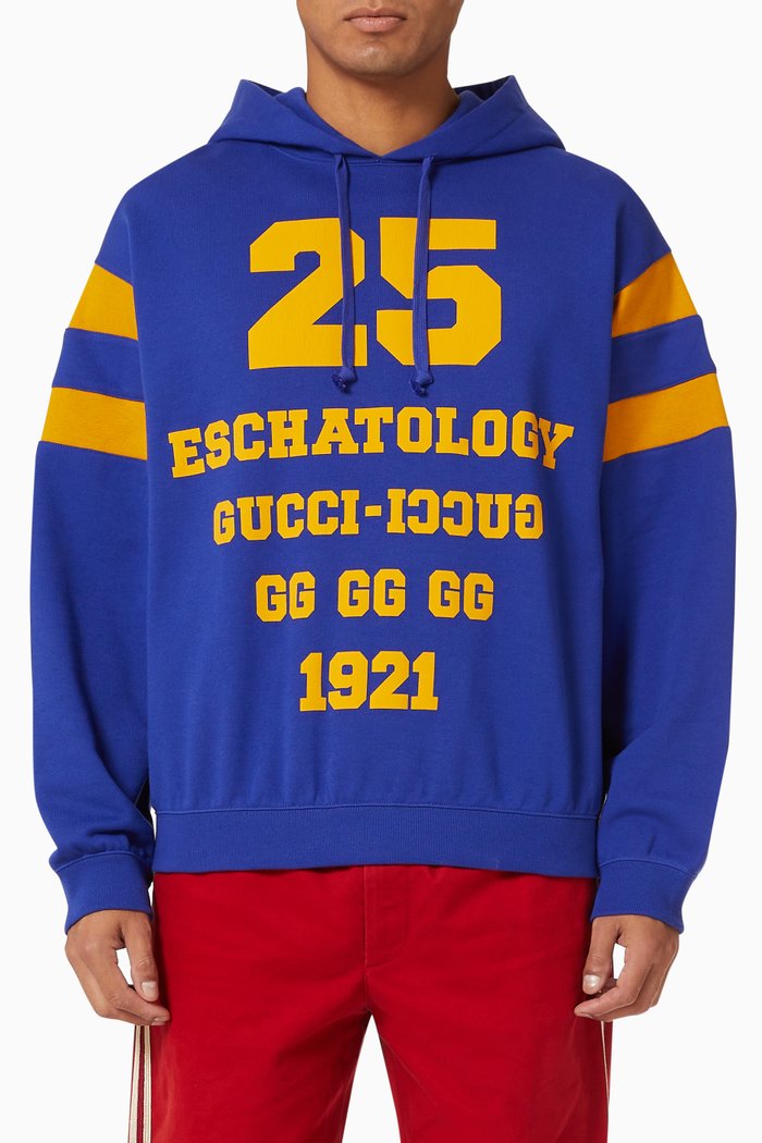 

'25 Gucci Eschatology & Blind for Love 1921 ' Print Hoodie in Cotton Jersey, Blue