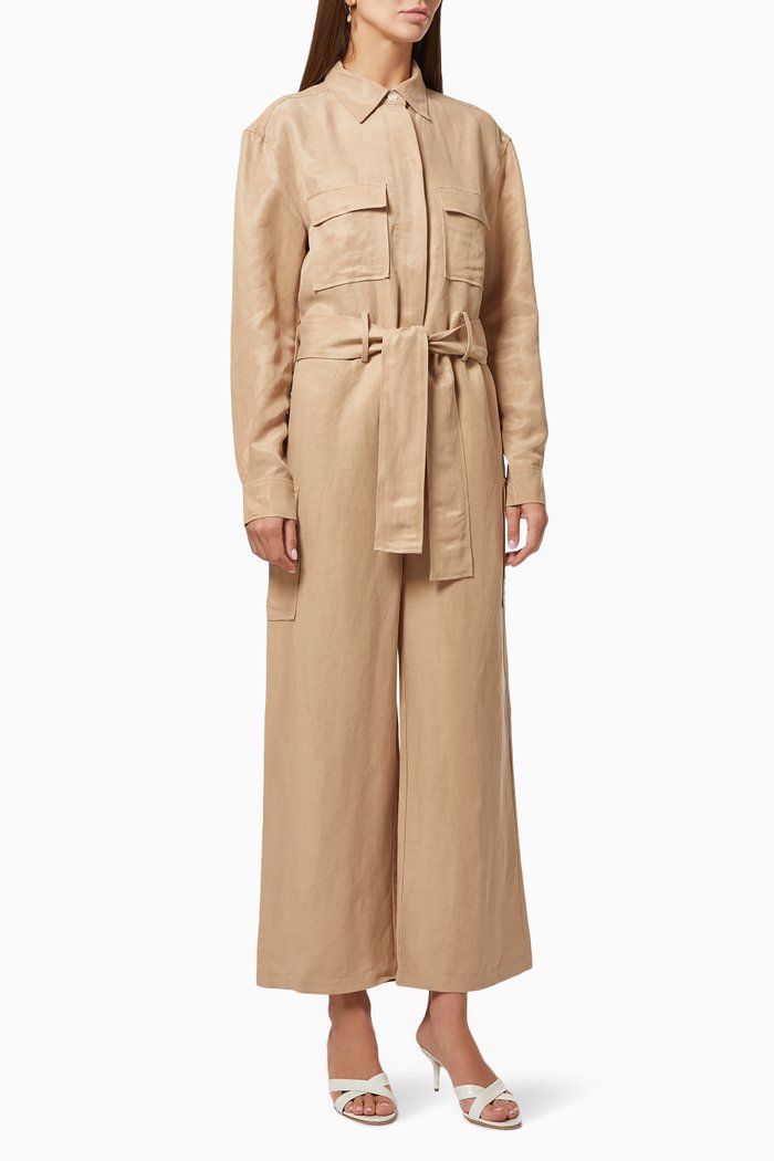 

Street Smart Boiler Jumpsuit in Linen Blend, Neutral