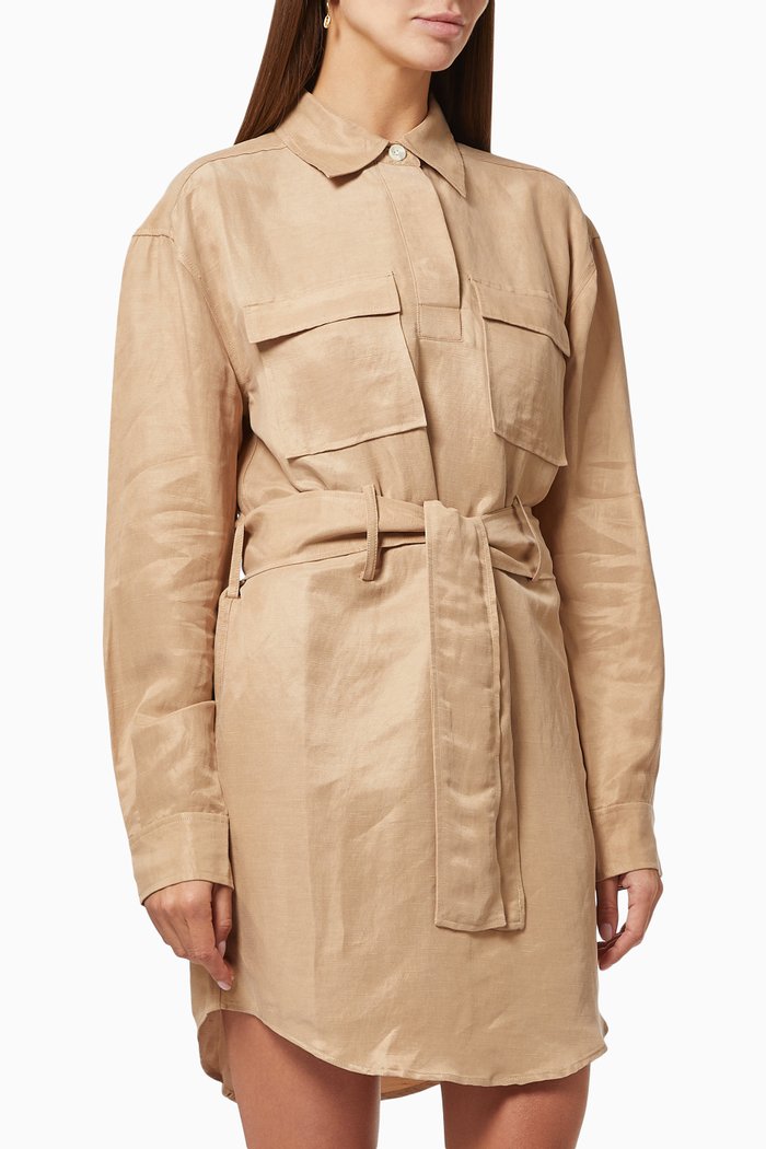 

Street Smart Shirt Dress in Linen Blend, Neutral
