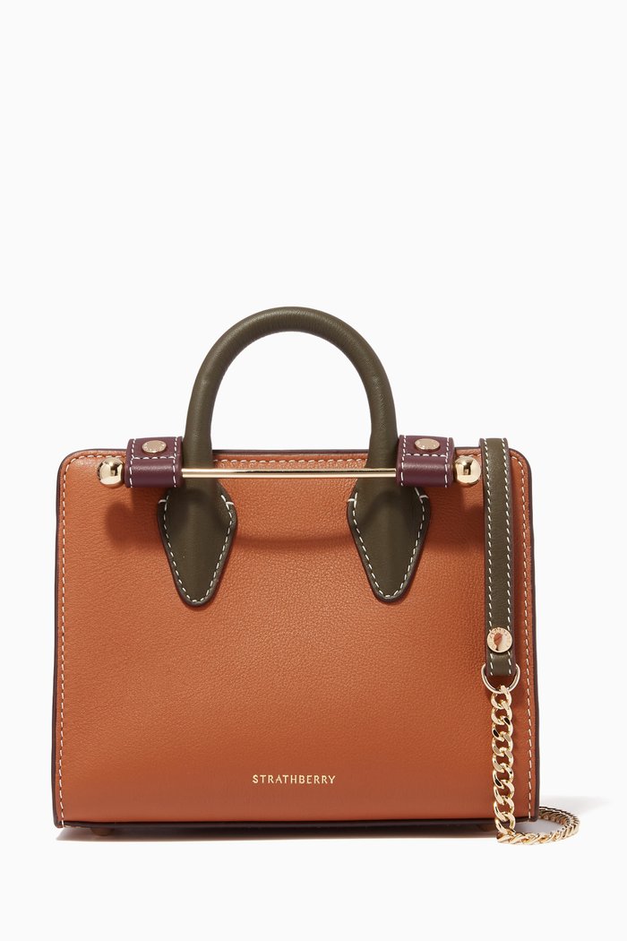 The Strathberry Nano Tote Bag in Leather, Brown