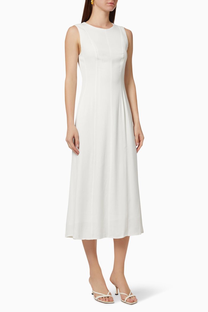 

Sliding Doors Midi Dress in Crepe, Neutral