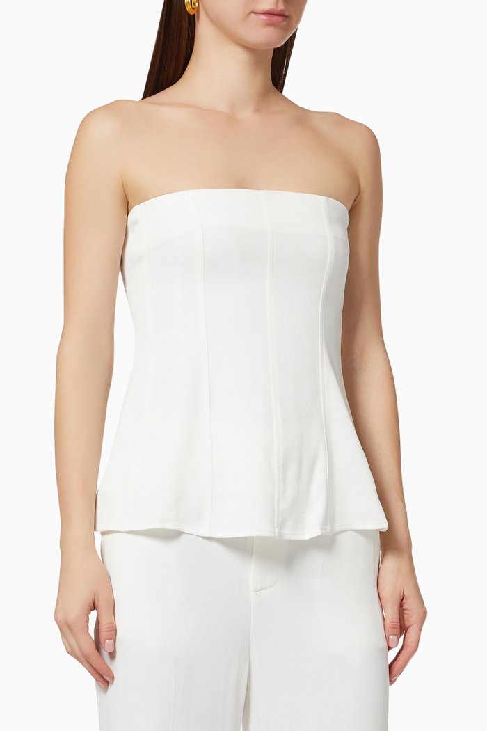 

Sliding Doors Strapless Top in Crepe, Neutral