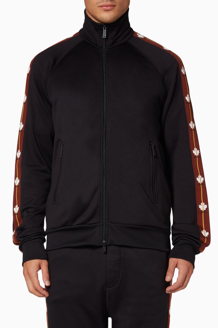 

Leaf Logo Tape Sweatshirt in Cotton-blend Jersey, Black