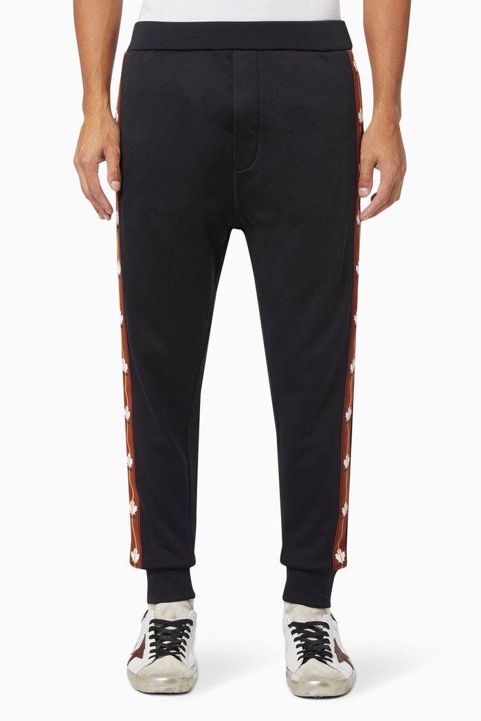 

Leaf Tape Jogging Pants in Polyamide Blend, Black