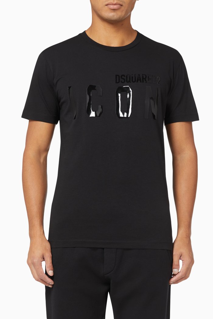 

Icon Monotone Print T - Shirt in Cotton, Black
