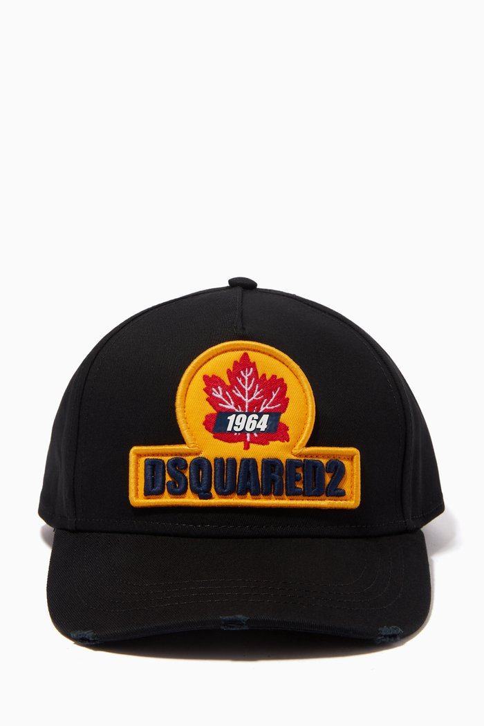 D2 Leaf Baseball Cap in Cotton, Black