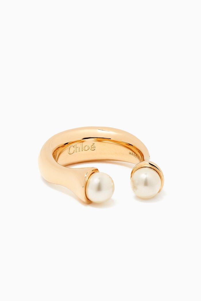 

Darcey Pearl Ring in Brass, White