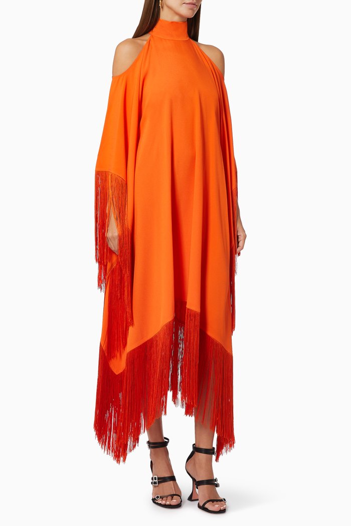 Divina Kaftan with Fringe trim, Orange