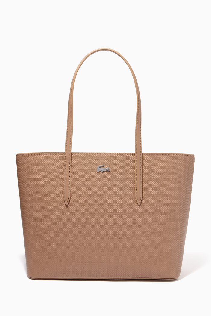 

Chantaco Tote Bag in Matte Piqué Leather, Brown