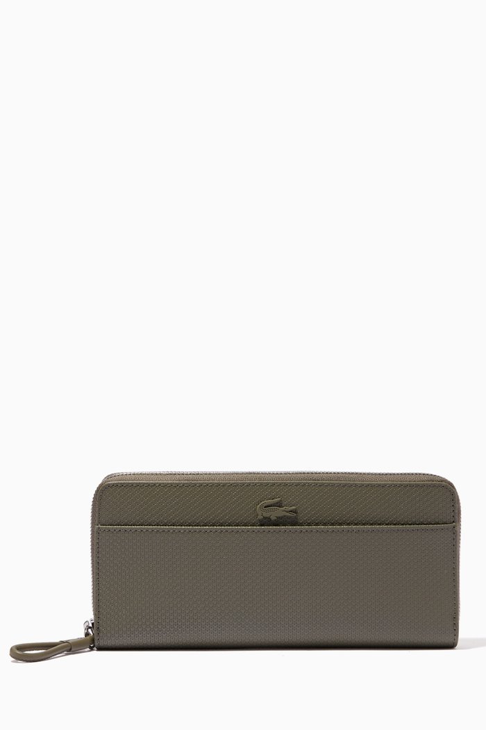 

Chantaco Wallet in Matte Piqué Leather, Green