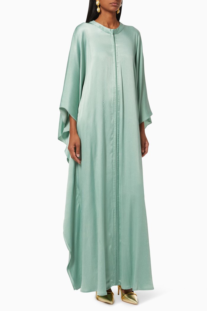 

Liquid Green Kaftan in Satin