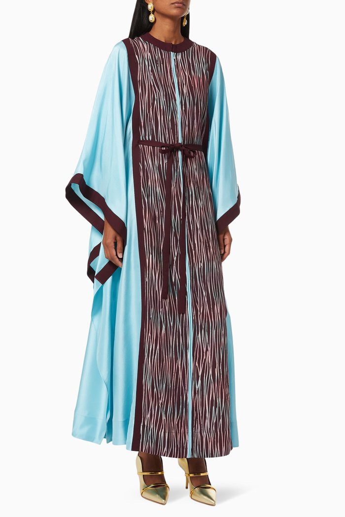 

Purple Rain Kaftan in Silk, Multicolour