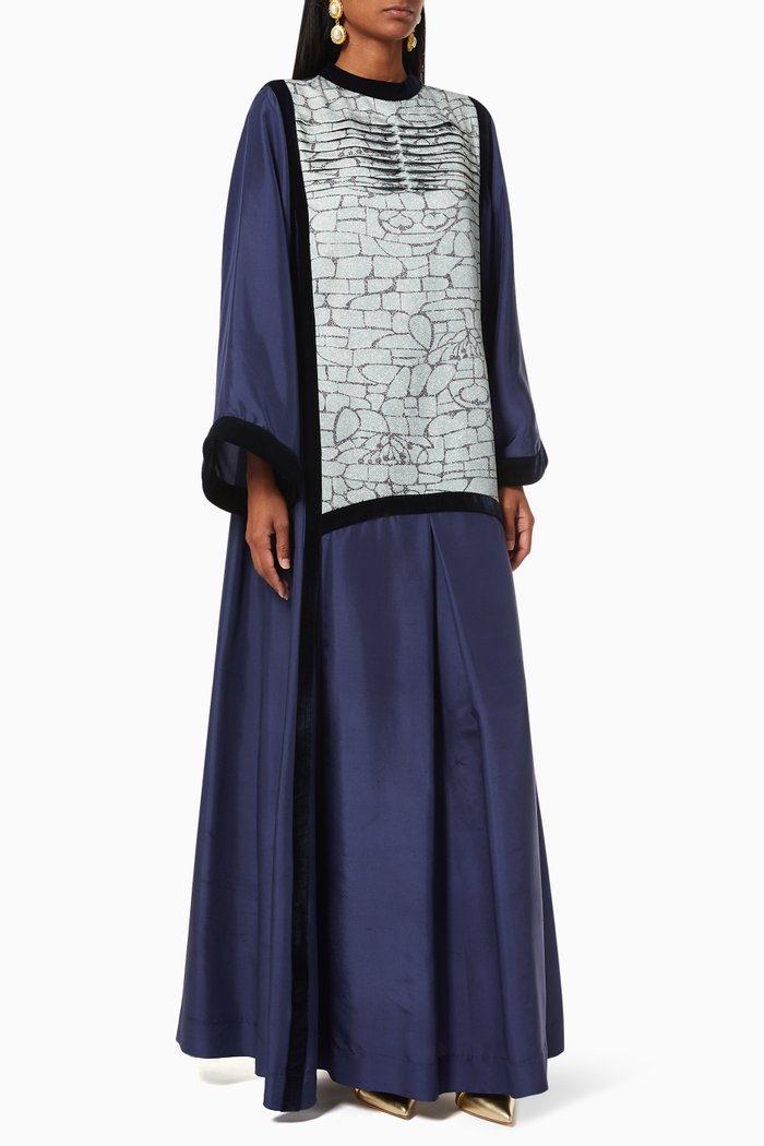 

Deep Purple Kaftan in Silk, Blue