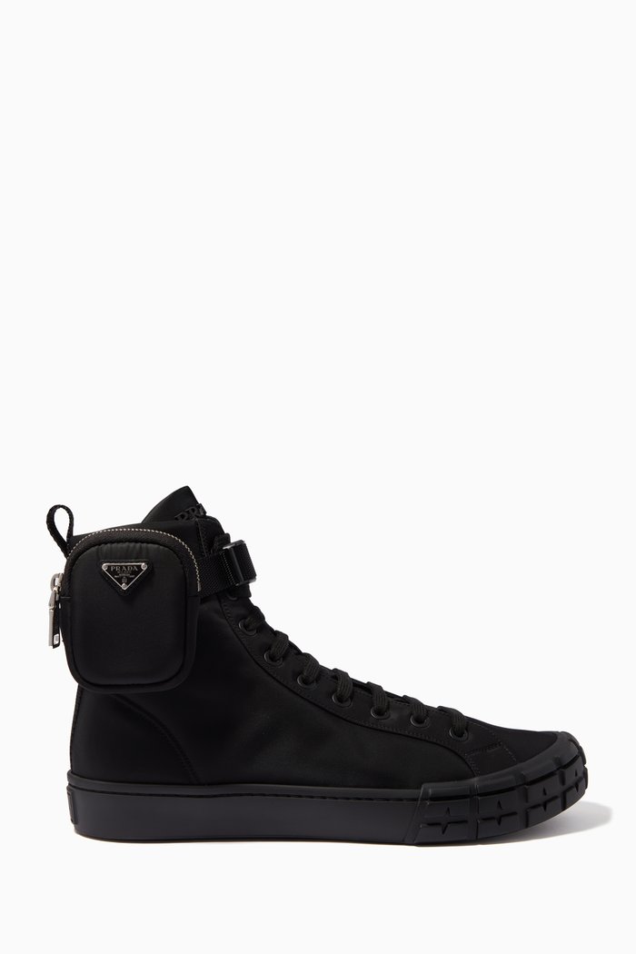 

Wheel High Top Sneakers in Re-Nylon Gabardine, Black