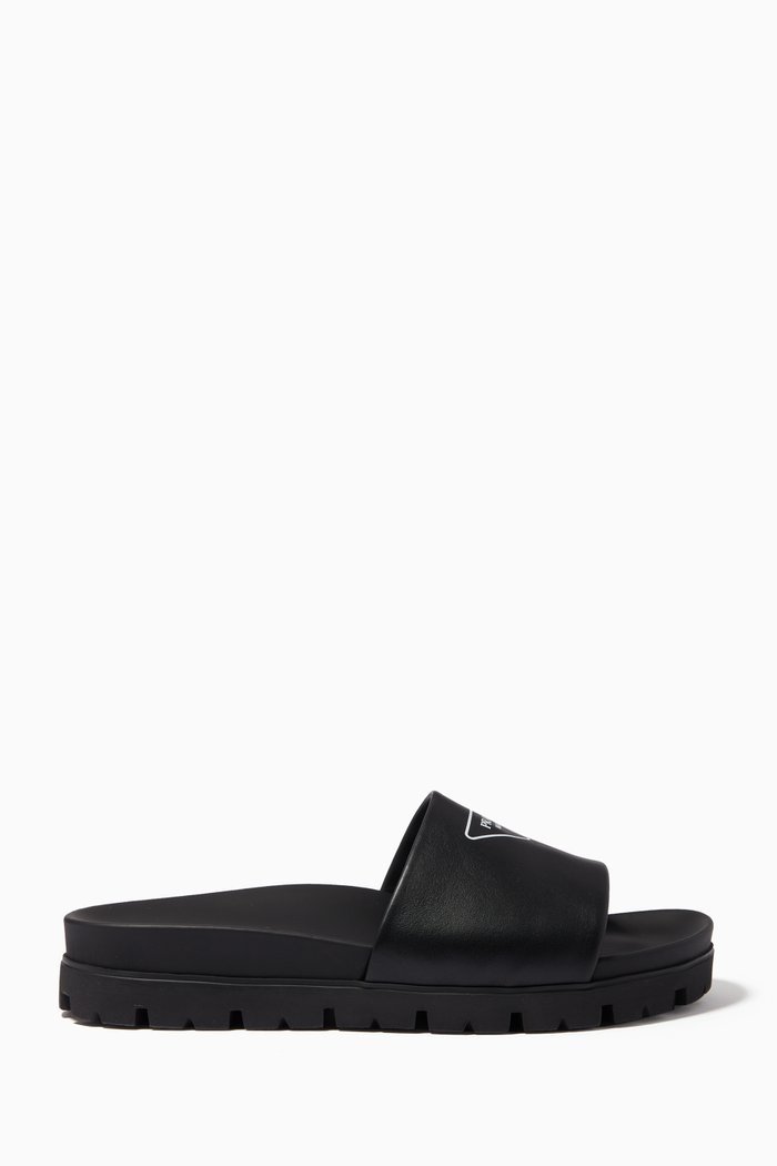 

Logo Slides in Leather, Black