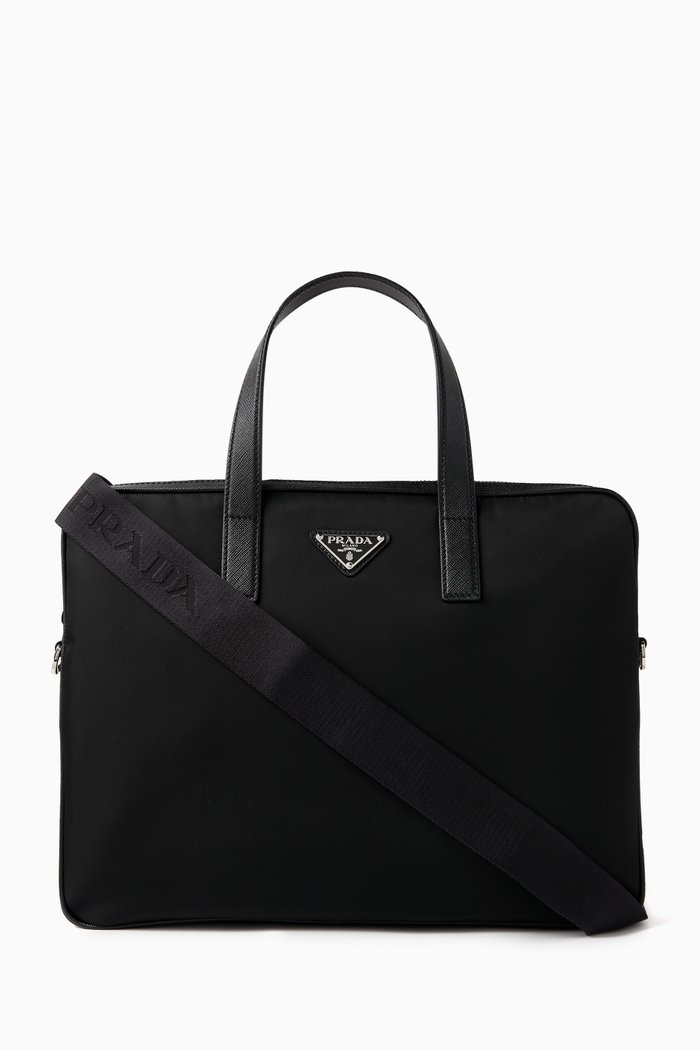 

Signature Logo Work Bag in Re-Nylon, Black