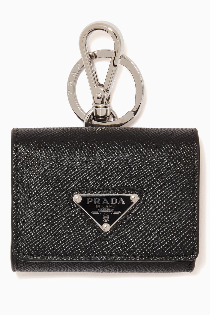 

Triangle Logo AirPods Pro Case in Saffiano Leather, Black