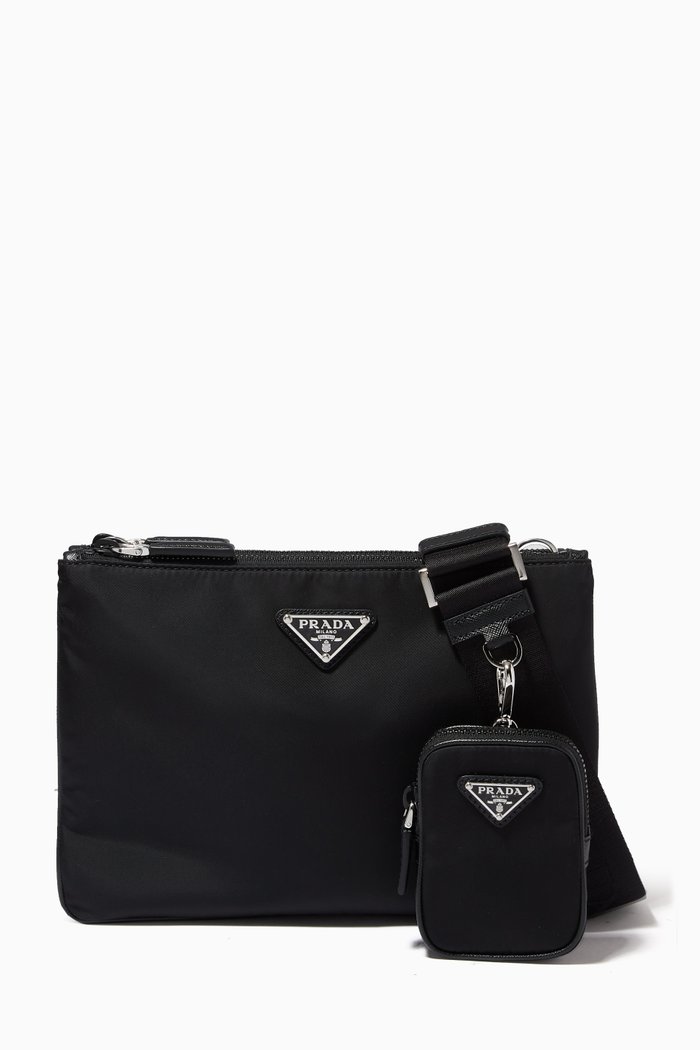 

Triangle Logo Crossbody Bag in Re-Nylon, Black