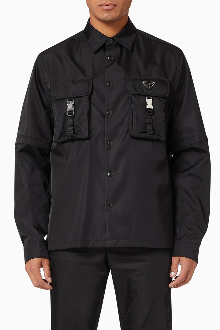 

Triangle Logo Cargo Shirt in Re-Nylon, Black