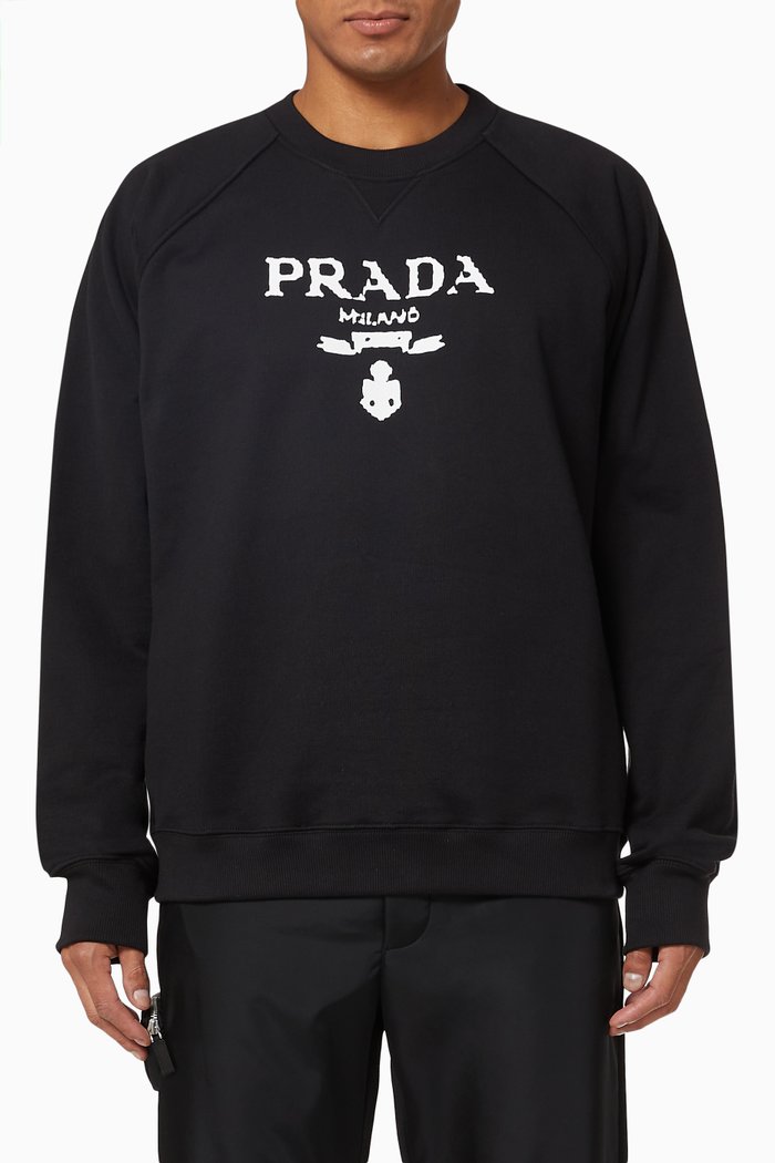 

Logo Print Sweatshirt in Cotton Fleece, Black