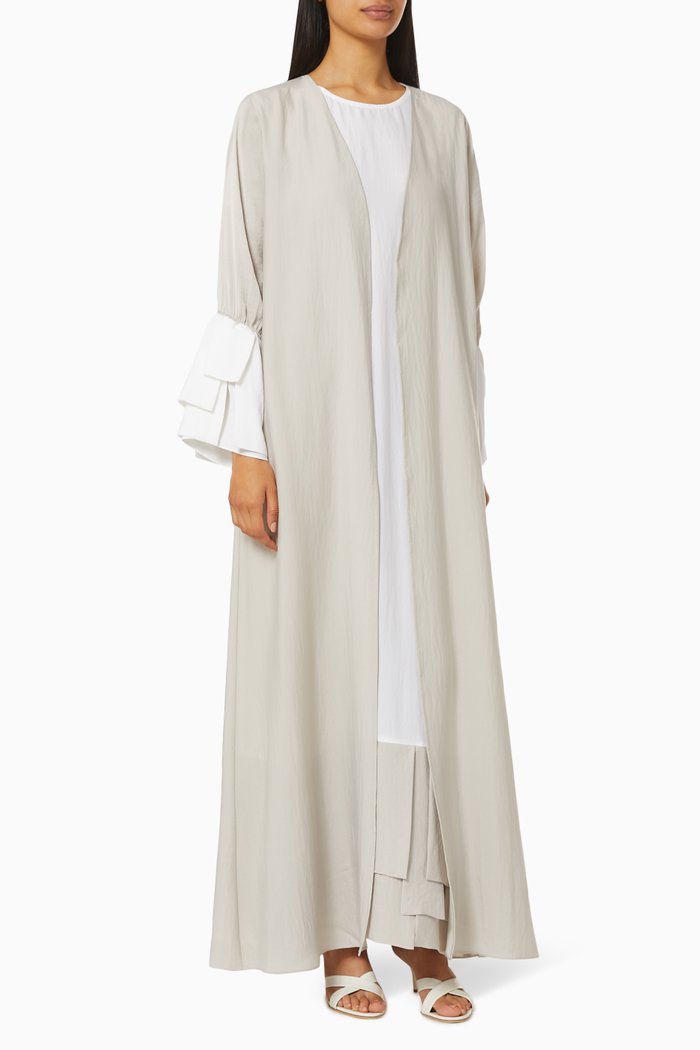

Abaya Set with Pleats, Neutral