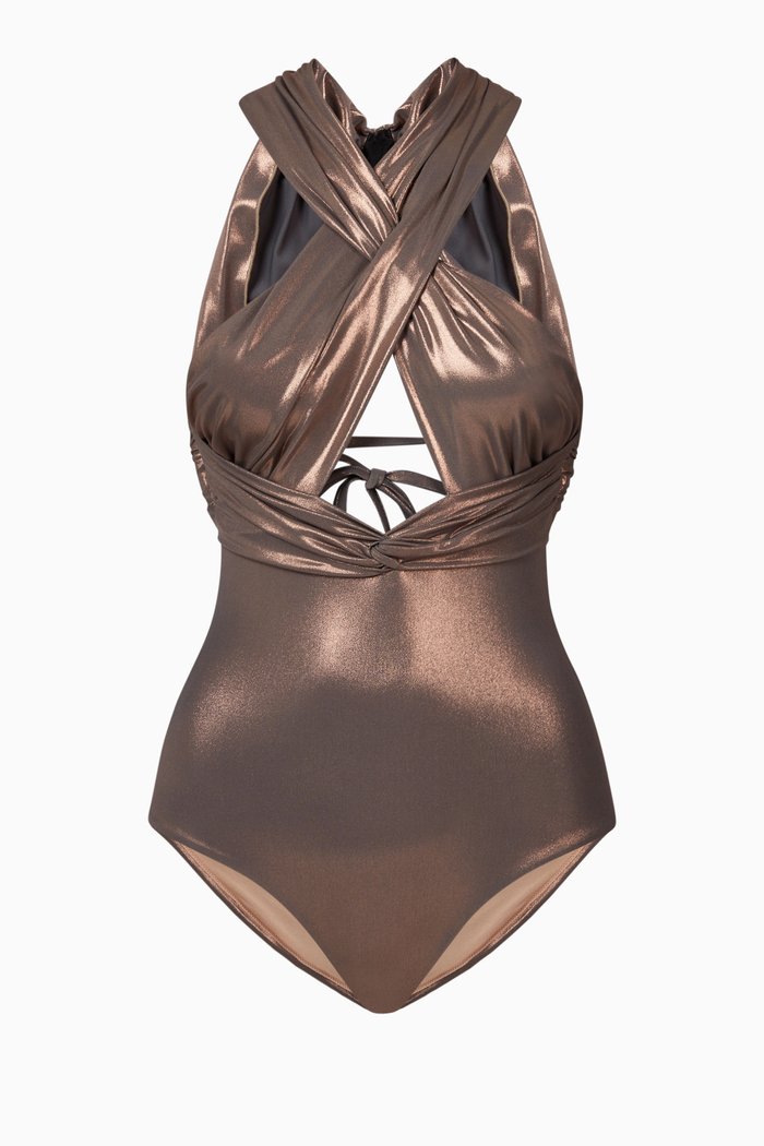 

Cancun Swimsuit in Metallic Nylon, Grey