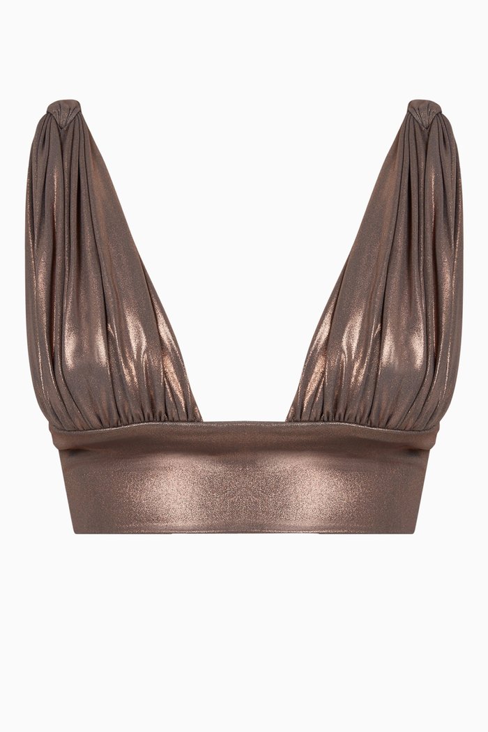 

Bahamas Bikini Top in Metallic Nylon, Grey