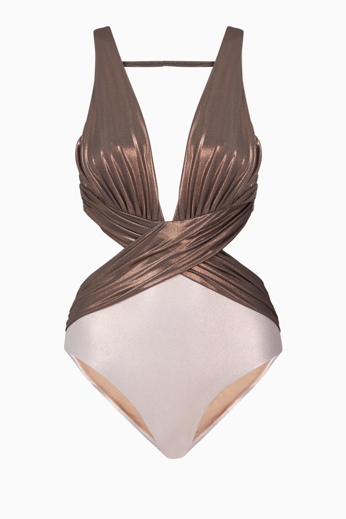 

Monaco Swimsuit in Metallic Nylon, Grey