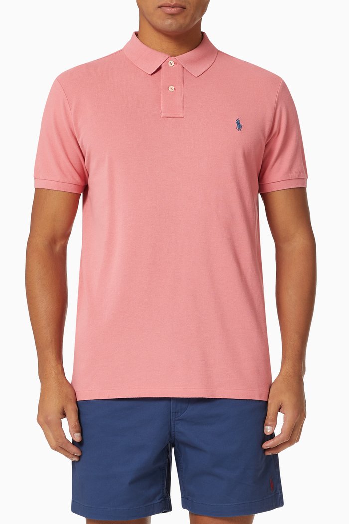 

Custom Slim Fit Polo Shirt in Cotton Mesh, Pink