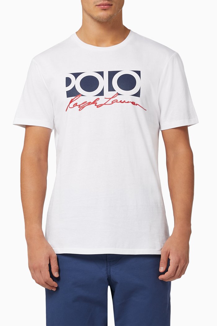 Custom Slim Fit Logo T-shirt in Cotton Jersey, White