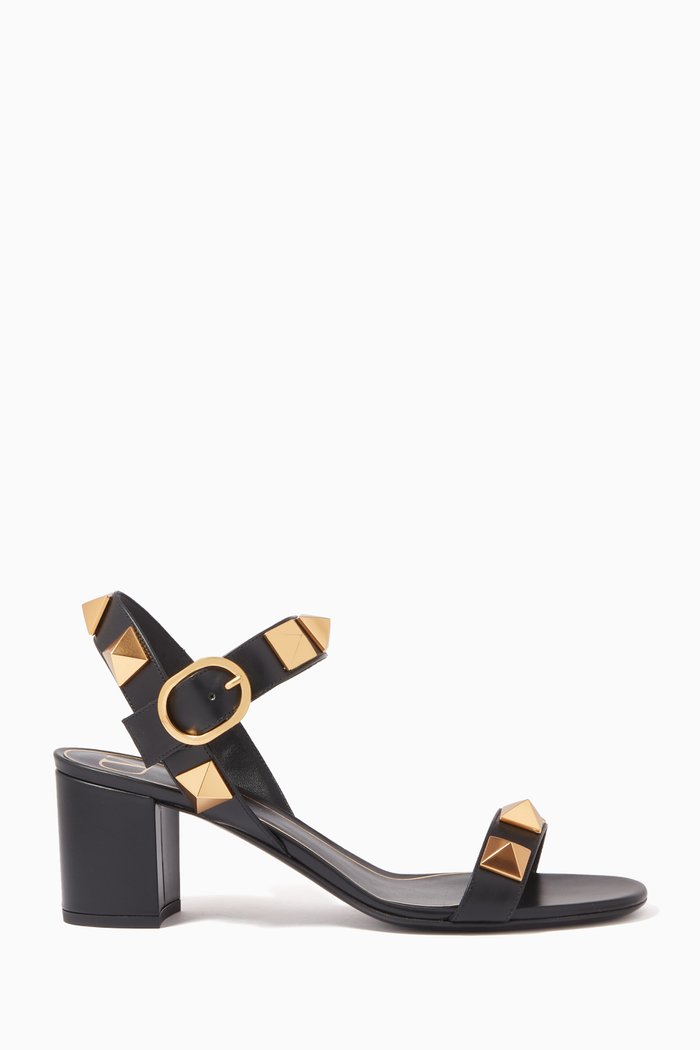 

Valentino Garavani Roman Stud Sandals in Leather, Black