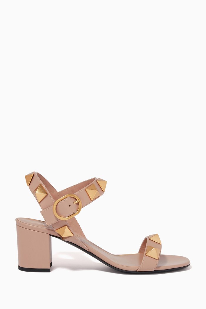 Valentino Garavani Roman Stud Sandals in Leather, Pink