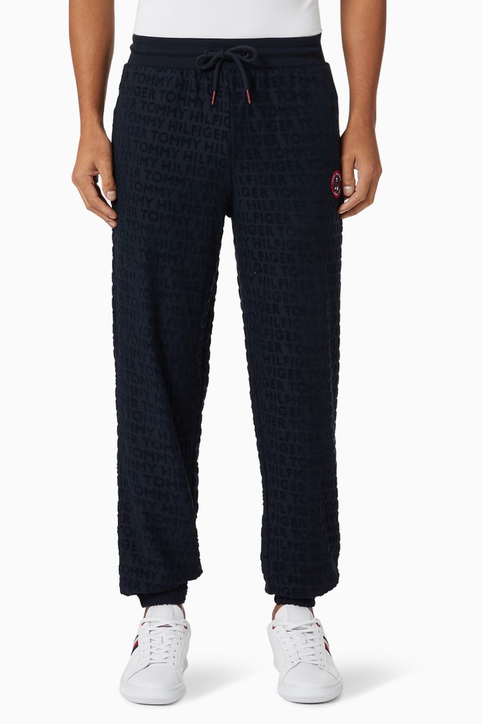 

Logo Print Retro Track Pants in Organic Cotton Blend, Blue