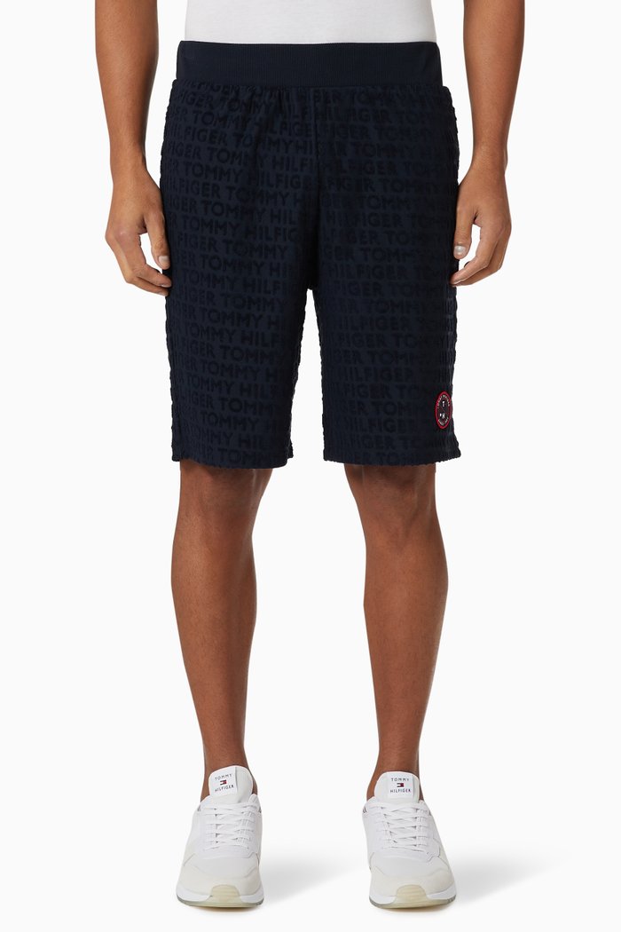 

Logo Print Shorts in Organic Cotton Blend, Blue