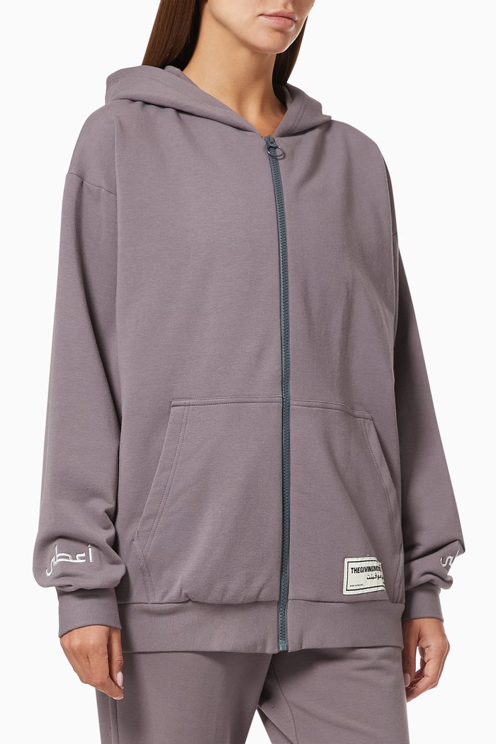 

Organic Bamboo Super Oversized Zip Hoodie, Grey