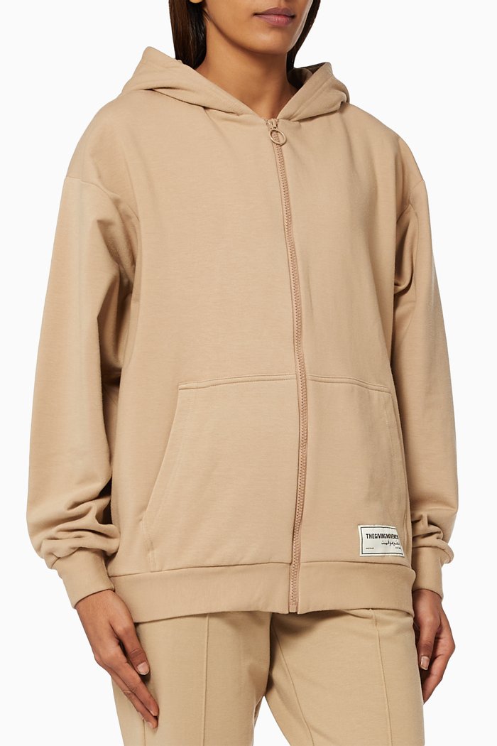 

Organic Bamboo Super Oversized Zip Hoodie, Neutral