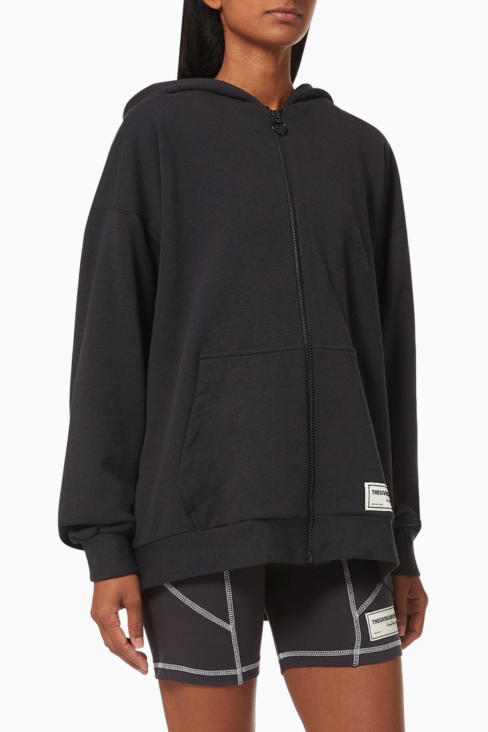 

Organic Bamboo Super Oversized Zip Hoodie, Black
