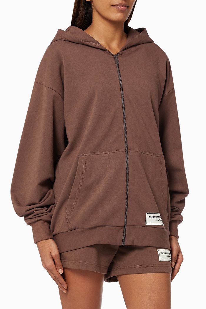 

Organic Bamboo Super Oversized Zip Hoodie, Brown